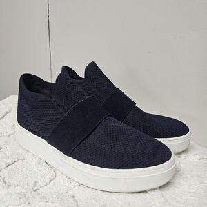 Eileen Fisher Pari Platform Slip-On Sneakers Navy Minimalist Comfortable Sz 9.5